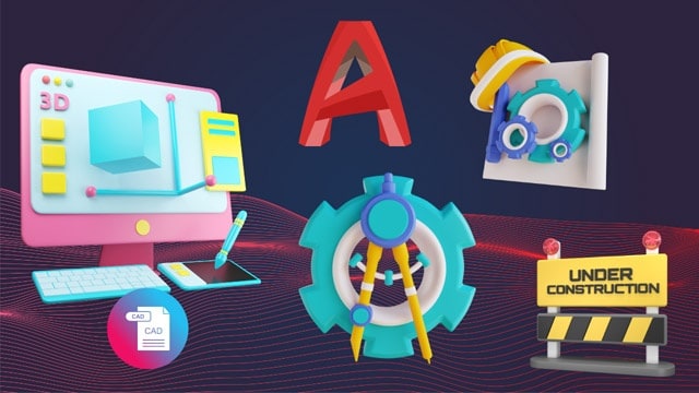 KLiC AutoCAD course visual showing computer-aided design tools and drafting concepts