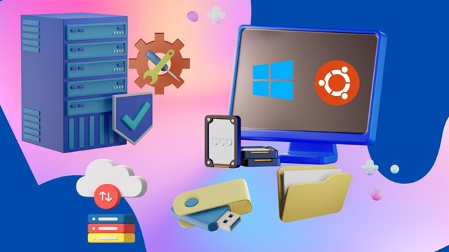 KLiC Desktop Support course visual showing operating systems, storage devices, and desktop support workflow