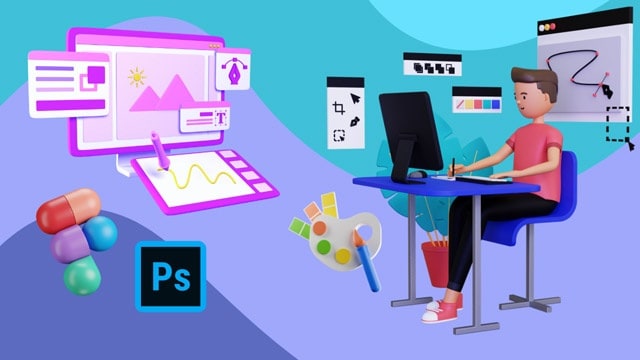 KLiC Graphic Designing course visual showing creative design tools and digital artwork