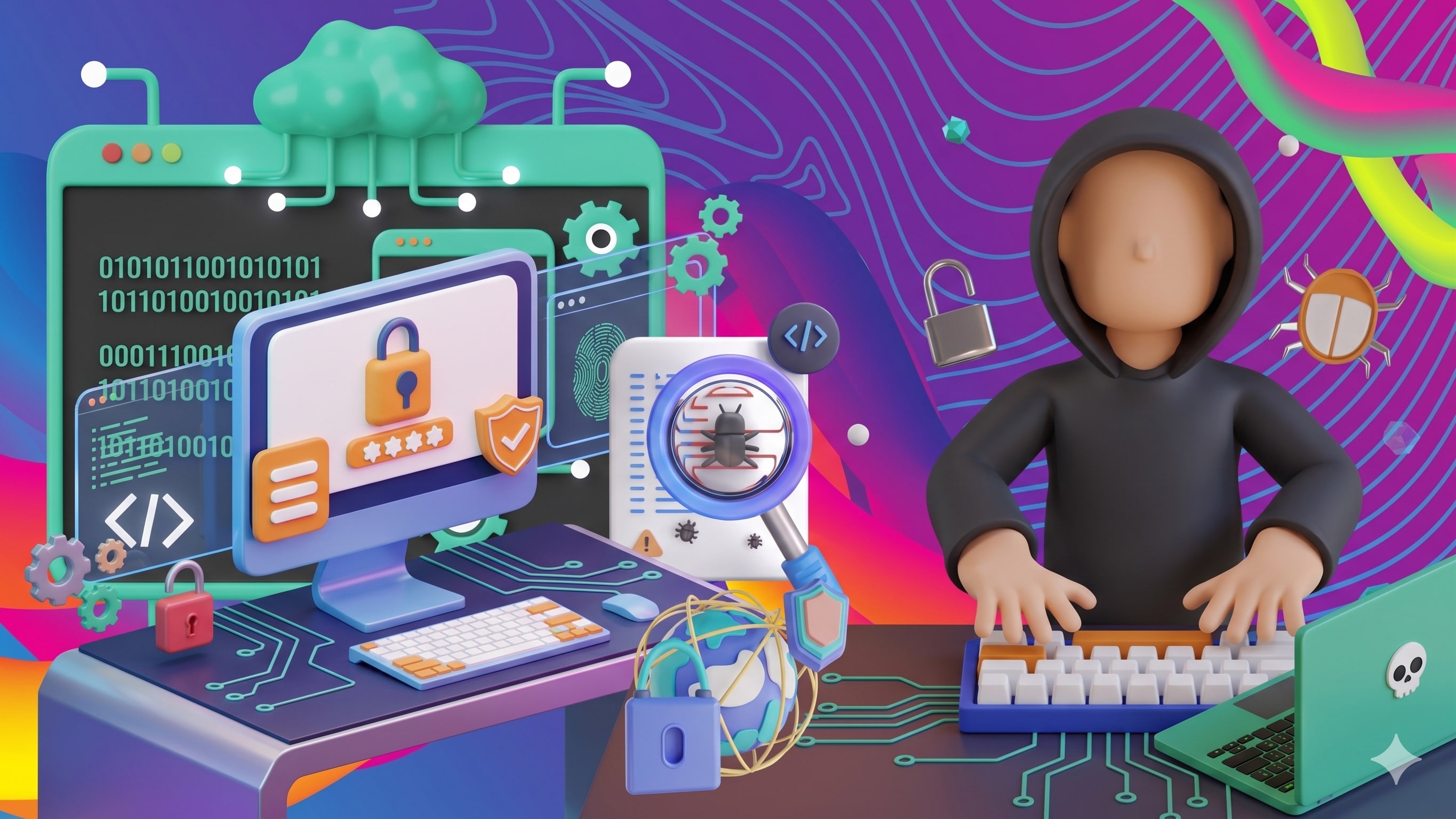 KLiC IT Security and Cyber Security course visual showing digital protection, cyber threats, and secure computing