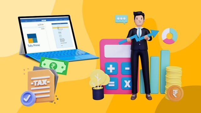 KLiC Tally Prime with GST course visual showing accounting and business tools