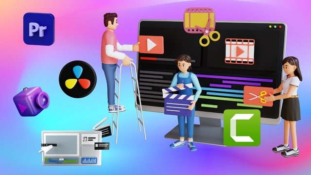 KLiC Video Editing course visual showing editing software and production workflow